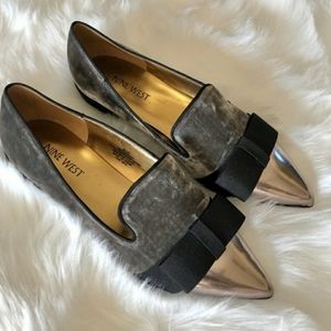 Suede and Metallic Nine West Flats